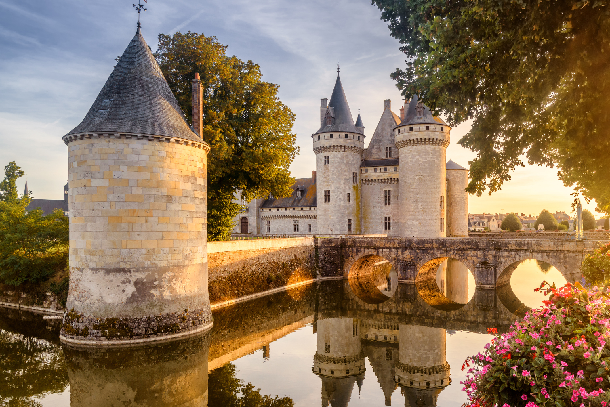 Chateau of Sully-sur-Loire at sunset