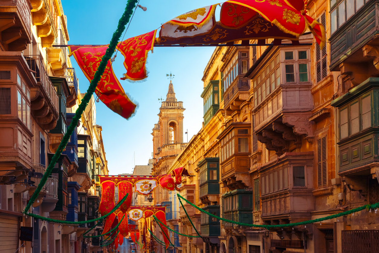 Decorated streets in the old town of Valletta