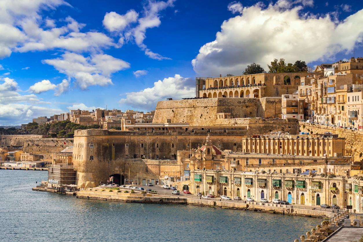 The city walls of Valletta